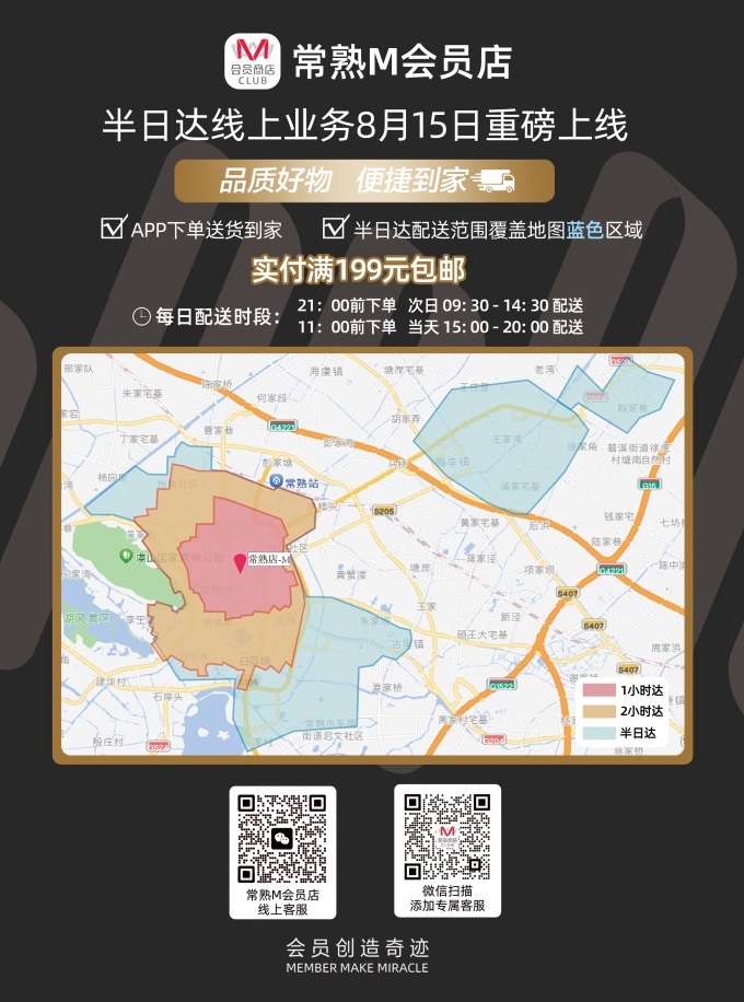 大潤發(fā)常熟M會員店開通半日達，服務覆蓋近1100個社區(qū)